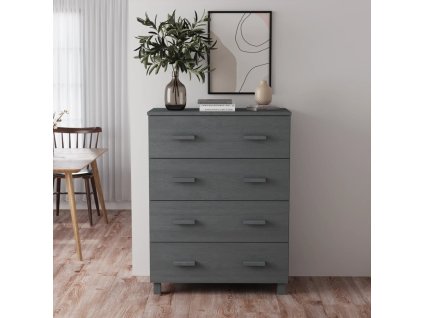 Multidom Komoda HAMAR, tmavosivá 79x40x103,5 cm, borovicový masív