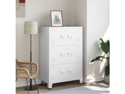 Multidom Industriálna úložná skrinka, biela 75x40x115 cm, kov