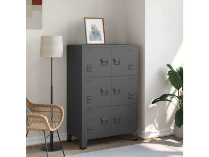 Multidom Industriálna úložná skrinka, antracitová 75x40x115 cm, kov