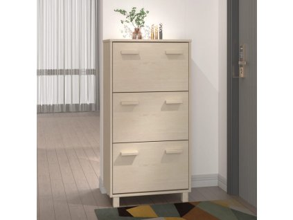 Multidom Skrinka na topánky HAMAR, medovo hnedá 59,5x35x117 cm, borovica