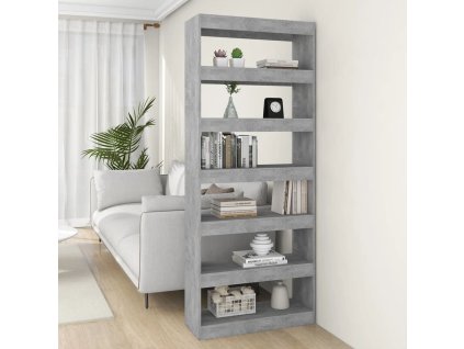 Multidom Knižnica/deliaca stena, betónová 80x30x198 cm, kompozitné drevo