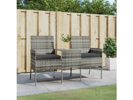 Multidom 2miestna záhradná pohovka s čajovým stolíkom polyratan antracit