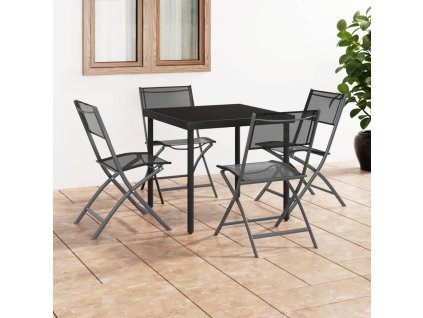 Multidom Skladacie vonkajšie stoličky 4 ks čierne oceľ a textilén