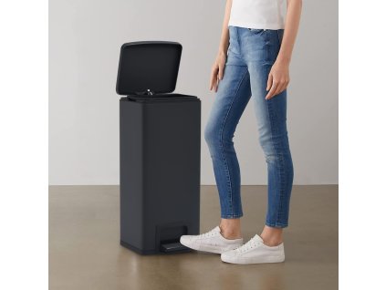 Multidom Smetný kôš s pedálom proti odtlačkom prstov 30 l čierny nehrdzavejúca oceľ