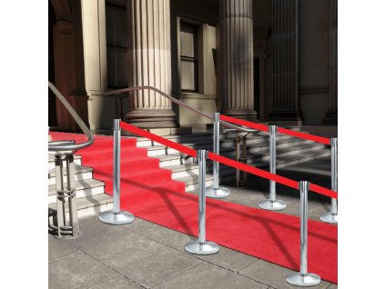 Multidom Vymedzovacie stĺpiky s popruhmi 4 ks letisková bariéra nehrdzavejúca oceľ strieborné