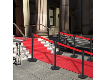 Multidom Vymedzovacie stĺpiky s popruhmi 4 ks letisková bariéra železná čierna