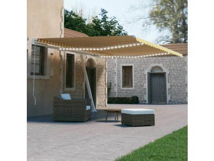 Multidom Automatická markíza s LED a senzorom vetra 600x300cm žlto-biela