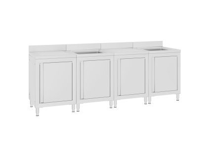 Multidom Gastro kuchynský drez so skrinkou 240x60x96 cm nehrdzavejúca oceľ