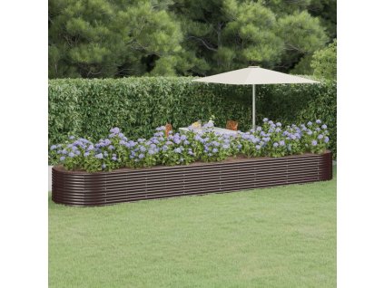 Multidom Vyvýšený záhradný záhon práškovaná oceľ 584x140x68 cm hnedý