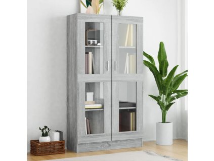 Multidom Vitrína sivý dub sonoma 82,5x30,5x150 cm spracované drevo