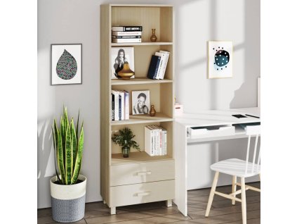 Multidom Vysoká skrinka HAMAR, medovo hnedá 60x35x180cm borovicový masív