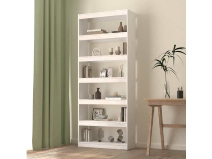 Multidom Knižnica/deliaca stena biela 80x30x199,5 cm masívna borovica