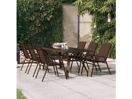 Multidom Záhradný stôl hnedo-čierny 180x80x70 cm oceľ a sklo