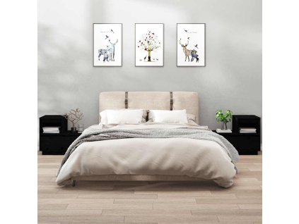 Multidom Nočné stolíky 2 ks čierne 60x34x51 cm masívne borovicové drevo