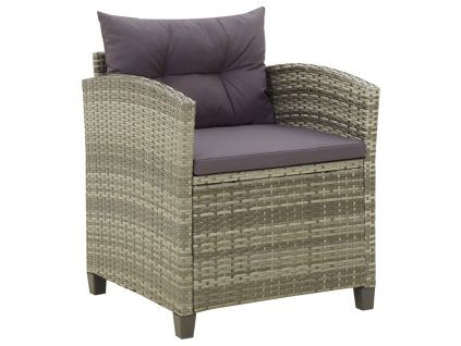 Multidom Záhradné kreslo s podložkami polyratanové sivé