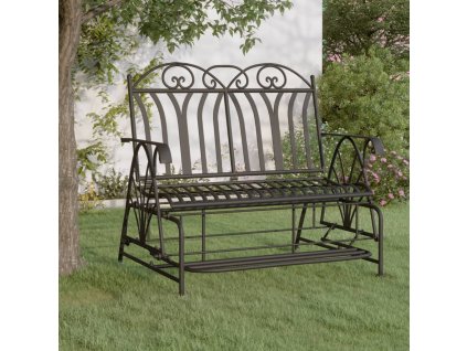 Multidom 2-miestna záhradná hojdacia lavička 114 cm oceľ čierna