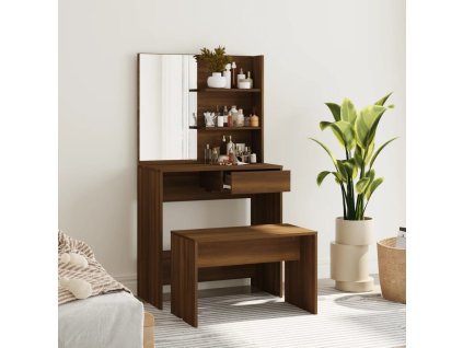 Multidom Sada toaletného stolíka hnedý dub 74,5x40x141 cm