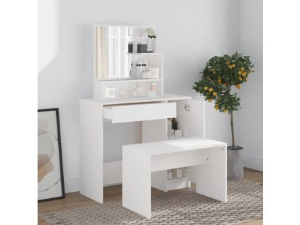 Multidom Sada toaletného stolíka biela 86,5x35x136 cm