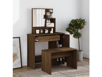 Multidom Sada toaletného stolíka hnedý dub 86,5x35x136 cm