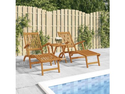 Multidom Vonkajšie kreslá na terasu+opierky na nohy 2 ks, akáciový masív
