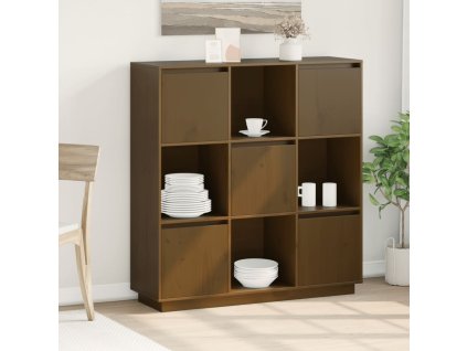 Multidom Vysoká skrinka medovo-hnedá 110,5x35x117 cm masívna borovica