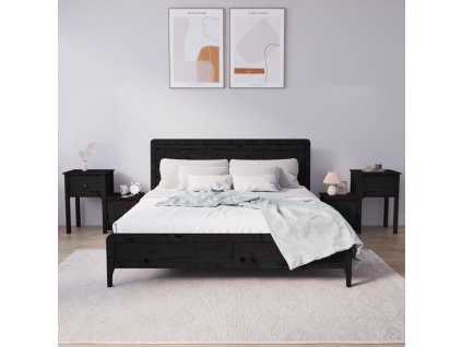 Multidom Nočné stolíky 2ks čierne 79,5x38x65,5cm masívna borovica