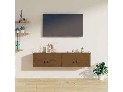 Multidom Nástenné skrinky 2 ks medovohnedé 60x30x30 cm masívna borovica