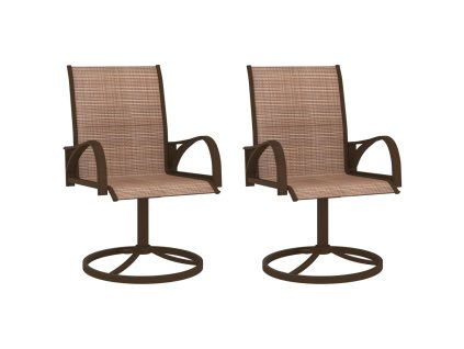 Multidom Záhradné otočné stoličky 2 ks textilén a oceľ hnedé