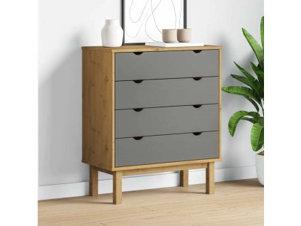 Multidom Skrinka so zásuvkami OTTA, hnedo sivá 76,5x39,5x90 cm, borovica