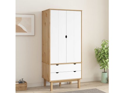 Multidom Šatník OTTA, hnedo biely 76,5x53x172 cm, borovicový masív