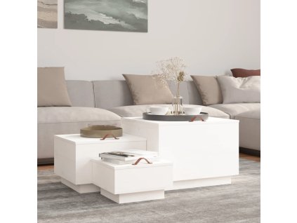 Multidom Úložné boxy s vekom 3 ks biele masívna borovica