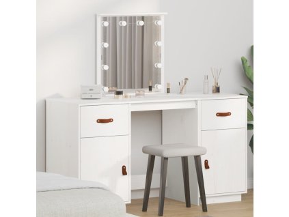 Multidom Súprava toaletného stolíka s LED biela masívna borovica