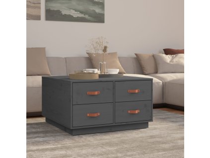 Multidom Konferenčný stolík sivý 80x80x45 cm borovicový masív