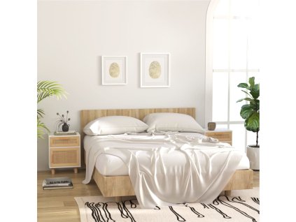 Multidom Nočné skrinky 2 ks Biela masívna borovica a prírodný ratan