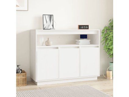 Multidom Komoda biela 104,5x34x80 cm borovicový masív