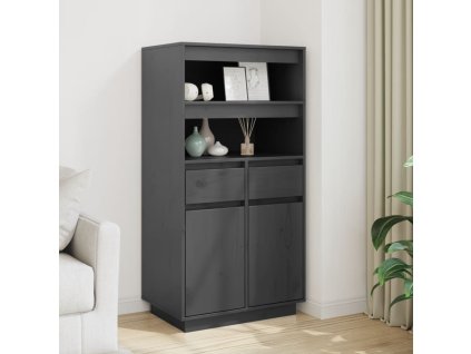 Multidom Vysoká skrinka sivá 60x40x116,5 cm masívna borovica