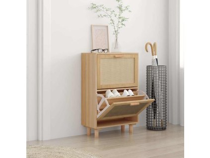 Multidom Botník hnedý 52x25x80 cm spracované drevo a prírodný ratan