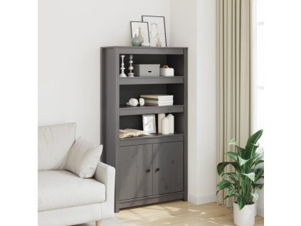 Multidom Vysoká skrinka sivá 80x35x154 cm borovicový masív