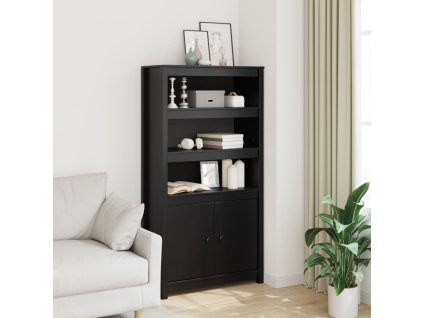 Multidom Vysoká skrinka čierna 80x35x154 cm borovicový masív