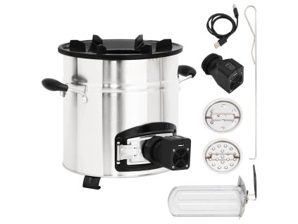 Multidom Sporák na drevo s USB ventilátorom strieborný 35,5x26x28cm oceľ