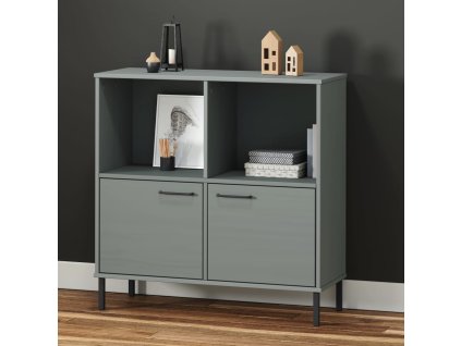 Multidom Knižnica kovové nohy sivá 90x35x90,5 cm masívne drevo OSLO