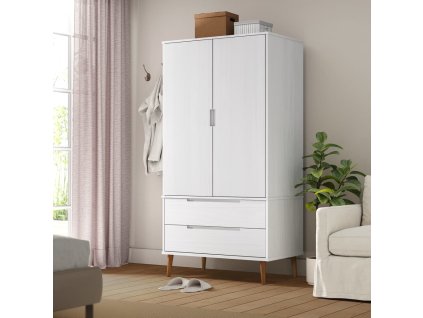 Multidom Šatník MOLDE, biely 90x55x175 cm, borovicový masív