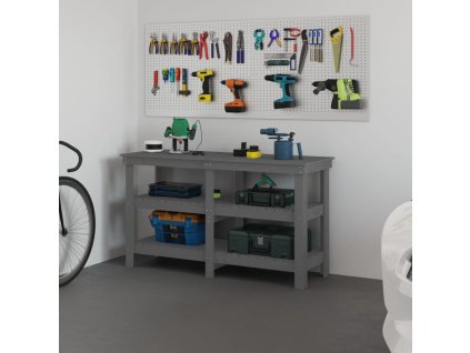 Multidom Pracovná lavica sivá 142,5x50x80 cm masívna borovica