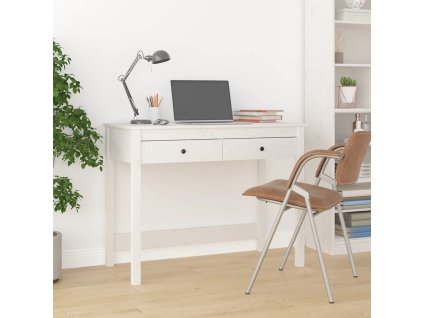 Multidom Písací stôl so zásuvkami biely 100x50x78 cm masívna borovica