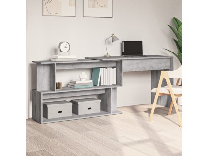 Multidom Rohový stôl sivý dub sonoma 200x50x76 cm spracované drevo