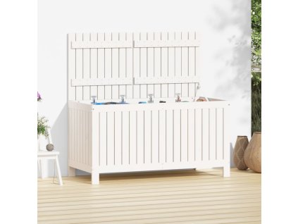 Multidom Záhradný úložný box biely 121x55x64 cm masívna borovica