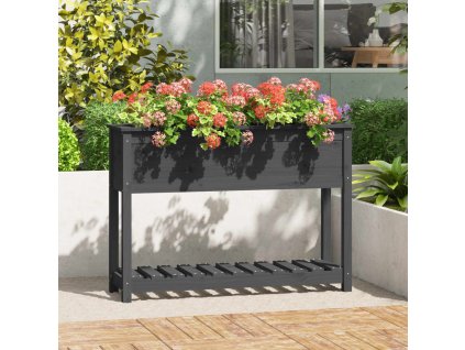 Multidom Kvetináč s policou sivý 111,5x34,5x81 cm masívna borovica