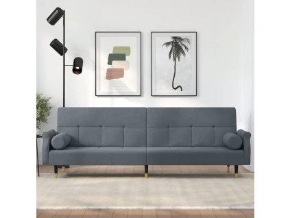 Multidom Rozkladacia pohovka s vankúšmi tmavosivá zamat