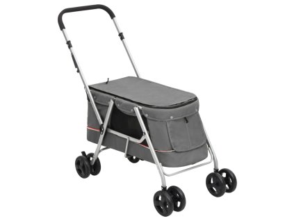 Multidom Skladací kočík pre psa sivý 100x49x96 cm ľanová tkanina