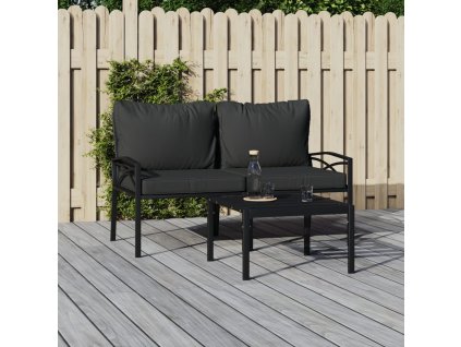 Multidom Záhradné stoličky so sivými vankúšmi 2 ks 62x75x79 cm oceľ